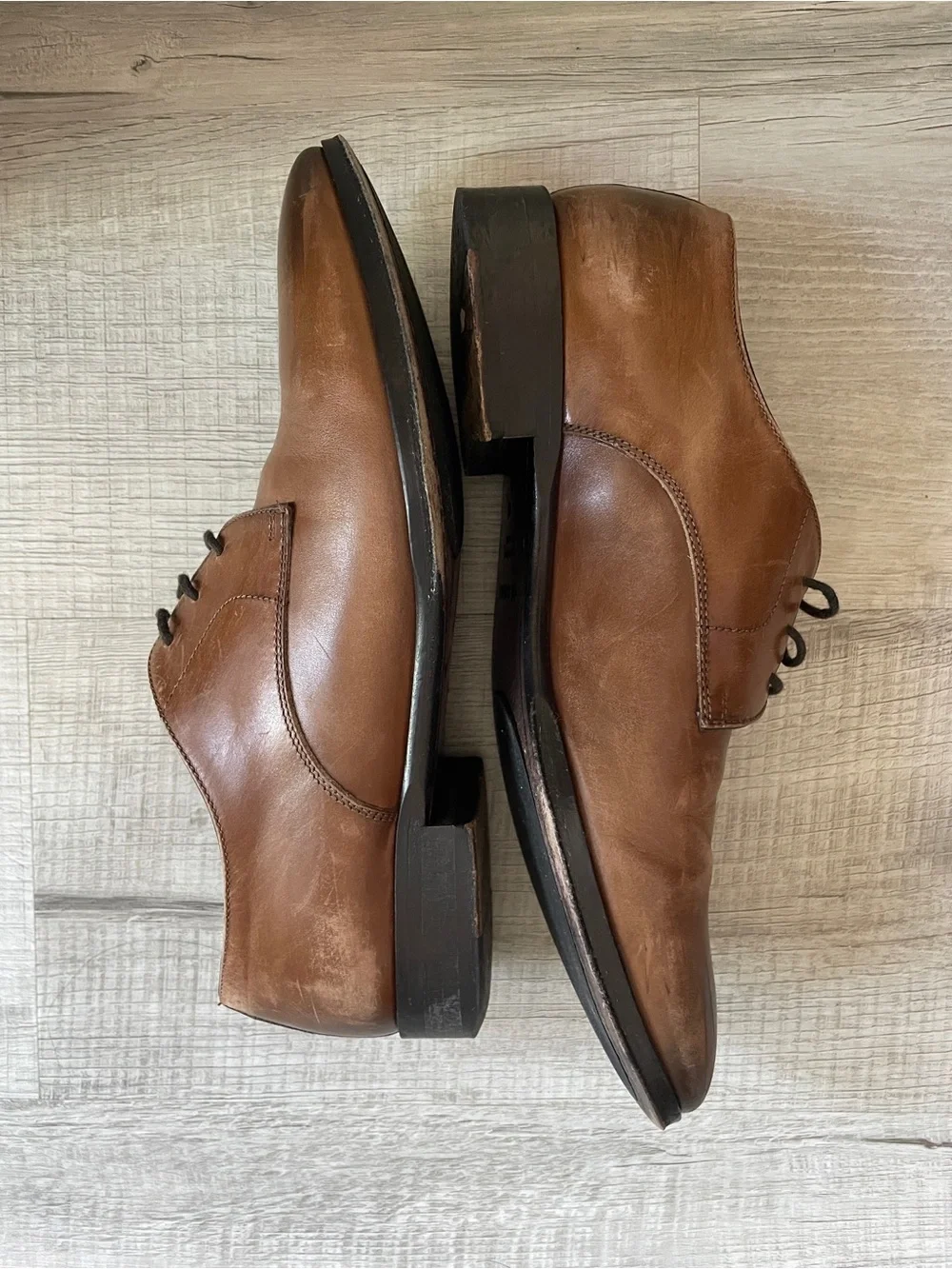 Made in Italy Men's Tan Leather Derby Shoes — Classic Lace-Up Oxford